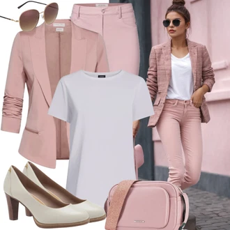 Dlouhé Outfit s Růžová/Červená Kožená bunda pro muže/Boyfriend Sako/Oversize Sako/Elegantní Sako/Blůzové Sako/Neformální Sako/Kožená Pánská Bund/Dlouhý Sako/Krátké Sako/Kožená bunda/Blejzrové Bund/Pletený Sako Pieces "Růžový obchodní vzhled"