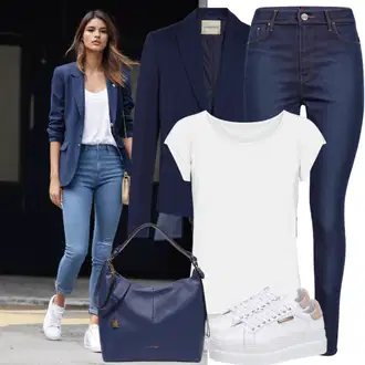 Outfit sa TamnoPlava/SvjetloPlava/Plava Dvoredni Sako/Boyfriend Sako/Kožna jakna za muškarce/Dugi Sako/Casual Sako Trendyol "Sako Ležerni Outfit"