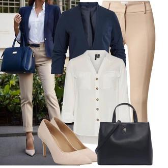 Outfit s Šedá/Khaki/Bílá/Hnědá/Béžová/Světle zelená Tunikové Tričko/Halenka S 3/4 Rukávem/Blůza s nášivkou na lokti/Oversize Muselínová Blůza/Kožená bunda/Blůza s knoflíčkem Vero Moda Tall "Business Casual"