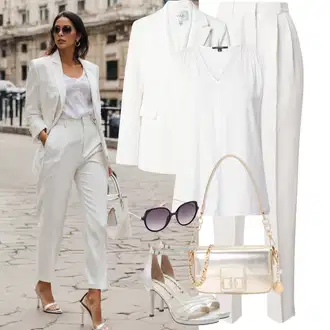 Vysoké Podpatky Outfit s Bílá/Krémová/Zelená/Khaki/Šedá/Stříbrný Sandály Sandál Na Podpatku/Svatební Bota/Sandál s podpatkem/Svatební bota/Lodička S Páskem Tamaris "Outfit na konference"