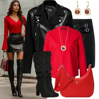 Zakrpe Outfit sa Crna Kožna Jakna/Kratka Jakna/Jakna od Umjetne Kože/Crop Jakna/Motociklistička jakna/Bajkerska Jakna Only "Elegantan izgled"
