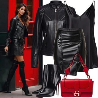 Outfity s botami s Černá Krátká Sukně/Moderní Sukně/Sukně Pro Školní Uniformu/Sukně Pro Vysokou Školu/Kancelářská Sukně/Unisex Sukně/Sukně Áčkového Střihu/Kalhotová Sukně Only "Sexy kožený outfit"