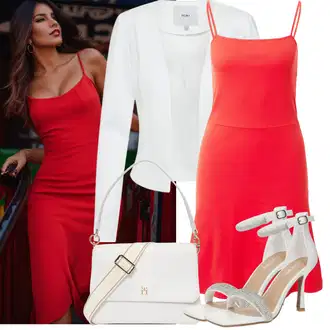 Vjenčanje Outfit sa Bijela/Srebro/Siva/Bež Sandala sa šljokicama/Salonka & Visoki Pet/Sandala s petom/Sandala na Petu/Cipela Za Vjenčanje/cipela za mladenku About You "Elegantan izgled"Look: Matični ured, Malle, Rođendan, Koncer, Posebne prigode, Festival, 18. rođendan, 60. rođendan, Vjenčanje, 30. rođendan
