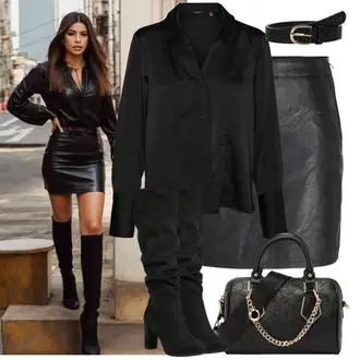 Outfit sa Crna/Smeđa/Bijela Majica Poslovna košulja VERO MODA "Elegantan izgled"