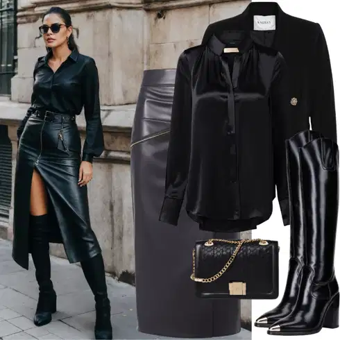 Kombinace Nový Rok Černá/Bílá Sukně do Délky Lýtka/Koktejlová Sukně/Sukně z umělé kůže/Sukně S Délkou Ke Kolenům/Kožená Sukně/Midi Sukně/Moderní Sukně/Tužková sukně/Vázací Sukně river island petiteLook: Bar, 30. narozeniny, 40. narozeniny, Koncert, Firemní večírek, Nový Rok, Zvláštní příležitosti, Divadlo, Matriční úřad, Narozeniny