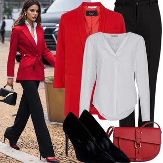 Dlouhé Outfit s Červená Kožená bunda pro muže/Blejzrové Bund/Oversize Sako/Bavlněný Sako/Kožená Pánská Bund/Elegantní Sako/Boyfriend Sako/Kožená bunda/Krátké Sako VERO MODA "Silvestrovský elegantní outfit"