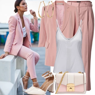 Atraktivní outfity Úzký s Bílá Top Se Špagetovými Ramínky/Halenka Bez Rukávů/Bustierový Top 4th & Reckless "Slavnostní kalhotový kostým"