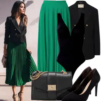 Kratka Outfit sa Svjetlozelena/Zeleno Mini Suknja/Teniska Suknja/Suknja Iz 60-ih/Suknja Iz 90-ih/Hlačna suknja/Kratka Plisirana suknja/Elastična Suknja/Unisex Suknja VERO MODA "Slobodno party odijelo"