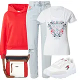 Cvetličen Kavbojke Visokega Pasu outfiti za dame image