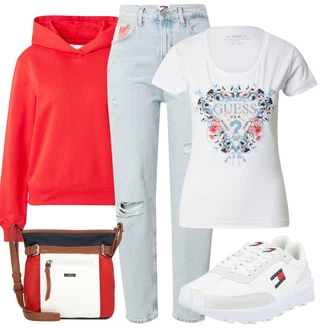 Poletje outfit mit Modra/Svetlo modra Mom Jean/Girlfriend Kavbojke/Vintage kavbojke/Kavbojke z Luknjo/Patchwork Kavbojke/Dad Kavbojka/Kavbojke Visokega Pasu/Usnjene jakne/Boyfriend Kavbojke/Odrezane Kavbojke Tommy Jeans "Sodobni Pomladni putfit"