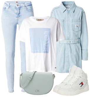 outfit mit Denim Obleka Calvin Klein Jeans "Sodobni Pomladni putfit"