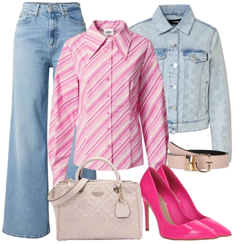 Črtast Bluze velike velikosti kombinirajte z Svetlo modra/Modra Denim Jakne/Kratke Denim Jakne/Vintage Jakne/Kratke Jakne karl lagerfeld, Svetlo modra/Modra Kavbojke z Razporkom/Kavbojke Visokega Pasu/Široke Kavbojke/Šiškate Kavbojke/Culotte Kavbojke/Vintage Kavbojke Tommy Jeans, Roza/Škrlatna Bluze velike velikosti bella x about you, Roza Visoke petke/Visoke Pete Črpalke/Udobne črpalke/ Čevlji Z Visoko Peto/Vintage Črpalke/Peep Prsti Aldo, Roza/Bež/Škrlatna Torbe za čez ramo/Satchel torbe/Pisarniške torbe/Vrečka za prenašanje/Billfolds Guess, Zlati/Siva/Rdeča/Bež/Črna/Rumena Usnjeni pasovi/Pasovi brez Zaponke/Klasični pasovi/Sproščeni pasovi Guess