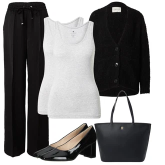 outfit mit Črna/Rjava/Bela/Modra Poslovna Obutev/Udobna črpalka/Črpalka z Nizko Petom Högl "Sodobni Pomladni putfit"