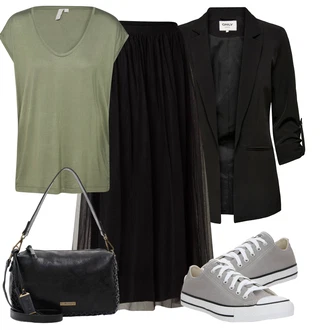 outfit mit Temno zelena/Zelena/Svetlo zelena Moški čevlji/Grafična majica/Majica brez rokavov/Kratka majica/Majica Vrh/Majica za mišice/Dolga majica/Klasična Dolžina Pieces "Sodobni Pomladni putfit"