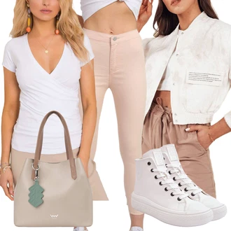 Z zadrgo outfit mit Bela/Roza/Siva Platnena Superga/Plato-Sneaker/Superge Z Bočno Zadrgo big star shoes "Sodobni Pomladni putfit-"