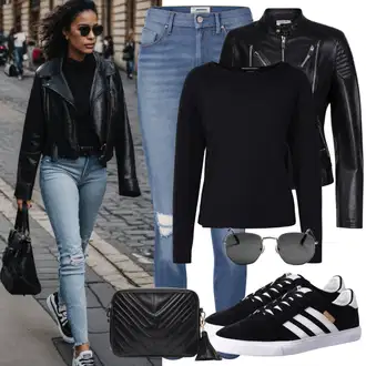 90-ich Outfit sa Crna Kožna Bomber Jakna/Vintage Kožna Jakna/Kožna Jakna/Jakna od Umjetne Kože Topshop "Sofisticirani stil iz 90-ih godina"Look: Unisex, Mokri izgled, Prevelik, Radna odjeća, 90-ich, 80-te roky
