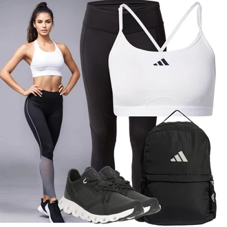 Outfit s Černá/Bílá Sportovní Legína/Běžecká Kalhoty/Sportovní kalhoty/Legíny na Jógu/Legíny do Posilovny/Legíny s Podšívkou/Cyklistická Kalhoty Puma "Sportovní outfit"