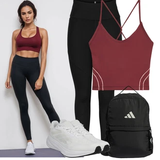 Outfit s Černá Sportovní Legína/Legíny s Rozparkem/Legíny na Jógu/Legíny s Vysokým Pasem/Tregíny/Teplé Legíny/Legíny s Podšívkou/Push up Legíny/Legíny do Posilovny/Formovaná Legína/Kožená bunda/Scrunch Legíny Only Play "Sportovní outfit"