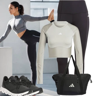 Outfit s Černá/Světle šedá/Tmavě šedá/Fialová Sportovní Legína/Legíny do Posilovny/Push up Legíny/Legíny na Jógu/Legíny s Podšívkou/Legíny s Vysokým Pasem/Tregíny/Běžecká Kalhoty Glücksstern "Sportovní outfit"
