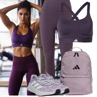 Outfit s Fialová/Růžová Sportovní Legína/Legíny na Jógu/Formovaná Legína/7/8 Kalhoty/Běžecká Kalhoty/Tregíny/Legíny s Vysokým Pasem/Legíny s Rozparkem/Legíny do Posilovny/Sportovní kalhoty Glücksstern "Sportovní outfit"