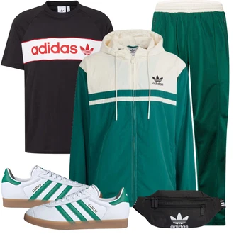 Sport Outfits mit Rot/Schwarz Bluse Große Größe/Shirt & Top Große Größe Adidas Originals "Sport Outfit"