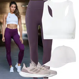 Outfit s Fialová/Růžová Sportovní Legína/Legíny na Jógu/Formovaná Legína/7/8 Kalhoty/Běžecká Kalhoty/Tregíny/Legíny s Vysokým Pasem/Legíny s Rozparkem/Legíny do Posilovny/Sportovní kalhoty Glücksstern "Sportovní outfit"