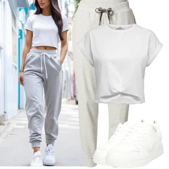 Outfit s Bílá/Krémová Teniska Kožené Tenisky/Teniska teddy/Teniska na platformě/Nízká Teniska/Úzká Teniska Dockers by Gerli "Sportovní outfit"