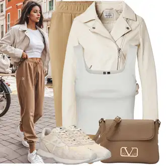 Outfit s Bílá/Béžová/Khaki/Krémová Tenisová bota/Gymnastická bota/Běžecká bota/Tréninková bota/Bota na házenou ASH "Sportovní outfit"