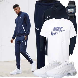 Knielang Outfit mit Weiß/Creme Chunky Sneaker/Sneaker Low/Schuh Mit Rolle/Skateschuh/Sneaker Mit Lochmuster/Unkategorisiert Nike Sportswear "Sport Outfit"