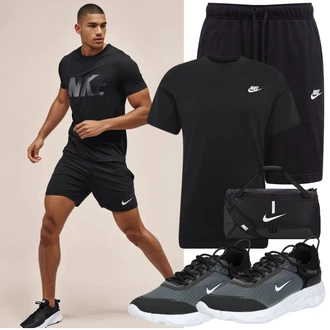 Sport Outfits Kurvige mit Schwarz Bluse Große Größe/Shirt & Top Große Größe/T-Shirt Training/Funktions T-Shirt/Kurzarm T-Shirt/Ausgefallenes T-shirt Nike Sportswear "Sport Outfit"