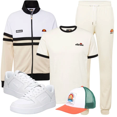 Herbst Creme/Khaki/Orange/Weiß/Beige JoggingHose/JerseyHose/FleeceHose/TrainingsHose/SchlupfHose/SportHose Ellesse kombinieren