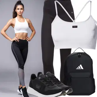 Outfit sa Smeđa/Bijela/Zeleno Top Bez Rukava/Kratki top/Tankini top/Pleteni top/majica bez naramenica/Push-up tankini/Kupaći kostim/Majica S Prugama/Neckholder Tankini/Bikini gaćice/Muške cipele/Tankini Set/Skraćena majica bez rukava/Grafička majica Only "Sportski izgled na pisti"