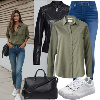 Shirt outfits mit Temno rdeča/Črna/Bela Torba za čez ramo/Poslovna torba/Vrečka za prenašanje/Ročna prtljaga/Mini torbica/Pisarniška torba/Satchel torba/Torba za čez ramo MICHAEL Michael Kors "Sproščen diskotekarski outfit"