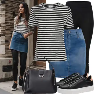 outfit mit Modra/Svetlo modra Denim Krilo/Vintage Denim Krilo Diesel "Sproščen slog z jeans krili in legicami"