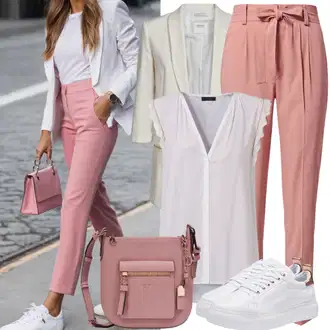 Elegantan Outfit sa Bijela/Smeđa/Ljubičasta/Krem Sako Jakna/Dvoredni Sako/Sakoi za Bluzu/Kožna jakna za muškarce/Kratki Sako/Elegantni Sako/Kožna jakna za muškarce/Sako od smokinga/Boyfriend Sako Trendyol "Standesamt Gast Lässiger Look"Look: Ured, Šik, Chic, Elegantan, Poslovni, Old Money, Pametno ležerno, klasický, Egirl, Burleska, Seksi