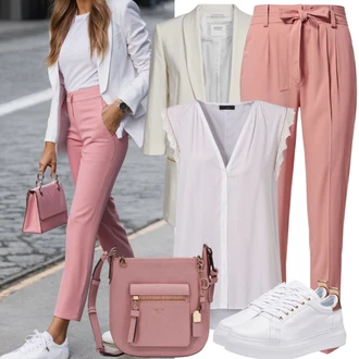 S Mašlí Outfit s Bílá/Krémová Halenka s Krátkým Rukávem/Crash blůza/Dětská hračka/Businessová Halenka/Halenka S Mašlí Mango "Standesamt Gast Lässiger Look"