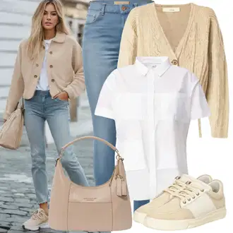 Old Money Style mit Bež/Khaki/Rjava Teddy Superga/Women's Casual shoes/Usnjene superge/Superge Nizka/Ozka Superga/Superge Z Bočno Zadrgo/Poletne superge Tamaris "Stara denarna polo obleka"
