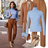 Modré a Zlaté Boty na Podpatku Outfity image