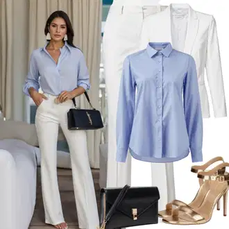 Elegantan Outfit sa Bijela/Smeđa/Ljubičasta/Krem Sako Jakna/Dvoredni Sako/Sakoi za Bluzu/Kožna jakna za muškarce/Kratki Sako/Elegantni Sako/Kožna jakna za muškarce/Sako od smokinga/Boyfriend Sako Trendyol "Stari novac ležerni izgled"Look: Ured, Šik, Chic, Elegantan, Poslovni, Old Money, Pametno ležerno, klasický, Egirl, Burleska, Seksi