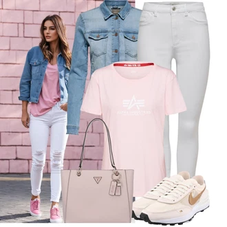 Cool Outfit s Světle modrá/Modrá Krátké Džínové Bundičky/Vintage Bund/Džínové Bund Only "Stylový look na jaro"Look: Cool, Krásný, Vintage, Western, Pracovní oděvy, Retro