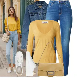 Outfit s Krémová/Bílá/Hnědá/Béžová Teniska Letní Tenisky/Úzká Teniska/Kožené Tenisky/Teniska teddy/Nízká Teniska/Teniska na platformě BOGNER "Jedinečný volnočasový outfit"