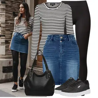 Venkovní Outfit s Černá Formovaná Legína/Termo Kalhoty/Tregíny/Legíny s Vysokým Pasem/Kožená bunda/Teplé Legíny/Pletený Legín/Legíny s Podšívkou/Legíny s Rozparkem/Neprůhledný Legíny Pieces "Cool outfity na volný čas"Look: Disko, Venkovní, Bezešvé