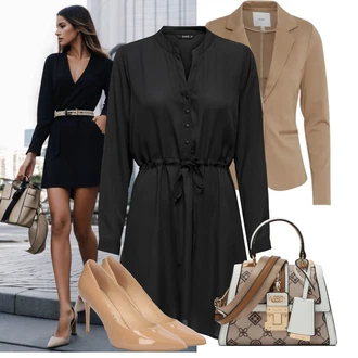 Lak Outfit s Béžová/Hnědá Business Bota/Pohodlná lodička/Elegantní Bota/Lodička s vysokým nártem/Lodička na Vysokém Podpatku/Bota Na Podpatku/Vintage Lodička Guess "Business Casual"