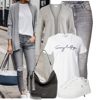 Outfity z 90. let s Šedá/Světle šedá Móda Pro Plnoštíhlou Pletenina veľkej veľkosti Vila "Vzhled casual"