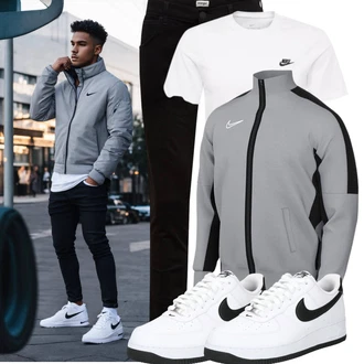 Sport Outfits Kurvige mit Weiß Bluse Große Größe/Shirt & Top Große Größe/Kurzarm T-Shirt/Ausgefallenes T-shirt/Funktions T-Shirt/T-Shirt Training/Laufschuhe für Männer Nike Sportswear "Street Style Outfit"
