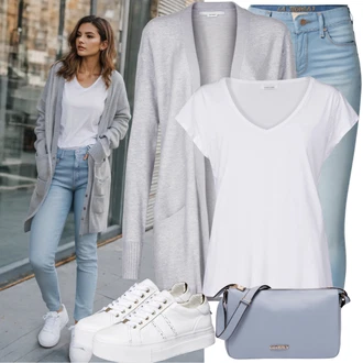 Outfit s Krémová/Oranžová/Bílá Úzká Teniska/Nízká Teniska/Kožené Tenisky Tommy Hilfiger "Styl pro volný čas"