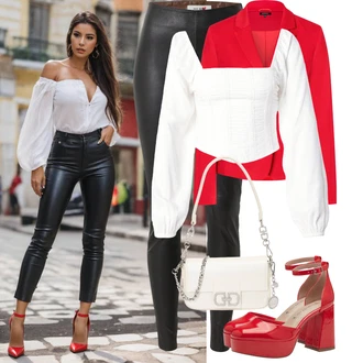 Dlouhé Outfit s Červená/Tmavě červená Blejzrové Bund/Blůzové Sako/Neformální Sako/Kožená bunda pro muže/Bavlněný Sako/Elegantní Sako/Pletený Sako/Krátké Sako/Kožená Pánská Bund/Kožená bunda More & More "Stylový vzhled na večírky"