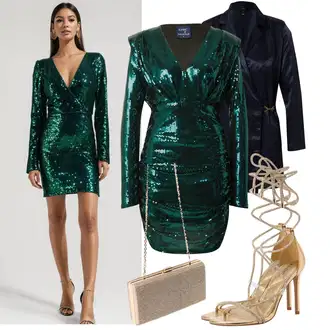 Outfit sa Tamnoplava Bluza i Tunika Tunika river island "Moderan outfit za slavlja"