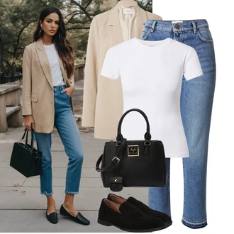 Outfit sa Crna Trotteur/platnena cipela/Loafer Cipela PAVEMENT "Savršen za proljeće"