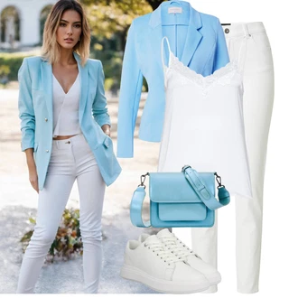 Outfit s Bílá/Krémová Úzká Teniska/Teniska s dírkovaným vzorem/Teniska teddy/Teniska na platformě/Kožené Tenisky/Nízká Teniska Calvin Klein "Perfektní na jaro"